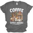 Coffee Cats And Books Cats And Reading Lovers Unisex Jersey T-Shirt