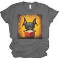 Colorful Sketch Oil Painting Of A Bat Reading Book Unisex Jersey T-Shirt