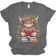Cute Baby Highland Cow With Reading Book Bookworm Unisex Jersey T-Shirt