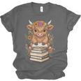 Cute Baby Highland Cow Reading Book Librarian Bookworm Unisex Jersey T-Shirt