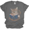 Cute Cat Reading Books With Tea Unisex Jersey T-Shirt