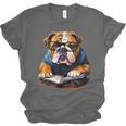 Cute Dog English Bulldog Reading Book Unisex Jersey T-Shirt
