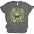 Cute Floral Frog Book Reading Unisex Jersey T-Shirt