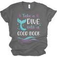 Cute Mermaid Librarian Teacher Dive Into A Good Book Reading Unisex Jersey T-Shirt