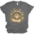 Cute Raccoon Reading Book Flowers Floral Unisex Jersey T-Shirt