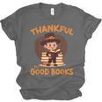 Cute Thanksgiving Teacher Librarian Thankful Reading Books Unisex Jersey T-Shirt