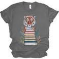Cute Tiger With Book Floral Bookworm Librarian Book Lover Unisex Jersey T-Shirt Cute Tiger With Book Floral Bookworm Librarian Book Lover Unisex Jersey T-Shirt