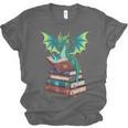 Dragon Reading Books Fantasy Lovers Mythical Creatures Unisex Jersey T-Shirt