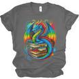 Dragon Reading Colorful Fantasy Book Lover Unisex Jersey T-Shirt