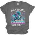 Dragon Reading Just A Girl Who Loves Dragons And Books Unisex Jersey T-Shirt Dragon Reading Just A Girl Who Loves Dragons And Books Unisex Jersey T-Shirt