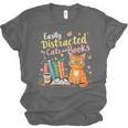 Easily Distracted By Cats And Books Book & Cat Lover Unisex Jersey T-Shirt Easily Distracted By Cats And Books Book & Cat Lover Unisex Jersey T-Shirt