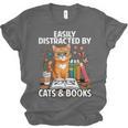 Easily Distracted By Cats And Books Book Lover Cat Unisex Jersey T-Shirt Easily Distracted By Cats And Books Book Lover Cat Unisex Jersey T-Shirt