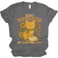 Easily Distracted By Cats And Books Cute Cat Book Lover Unisex Jersey T-Shirt Easily Distracted By Cats And Books Cute Cat Book Lover Unisex Jersey T-Shirt