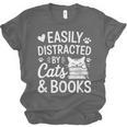 Easily Distracted By Cats And Books Reading Apparel Unisex Jersey T-Shirt Easily Distracted By Cats And Books Reading Apparel Unisex Jersey T-Shirt