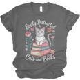 Easily Distracted By Cats And Books Reading Unisex Jersey T-Shirt