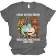 Easily Distracted By Dragons Books Cats Fantasy Book Lover Unisex Jersey T-Shirt Easily Distracted By Dragons Books Cats Fantasy Book Lover Unisex Jersey T-Shirt