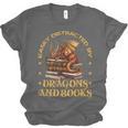 Easily Distracted By Dragons And Books Fantasy Book Lover Unisex Jersey T-Shirt Easily Distracted By Dragons And Books Fantasy Book Lover Unisex Jersey T-Shirt