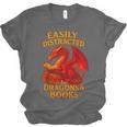 Easily Distracted By Dragons And Books Reading Unisex Jersey T-Shirt