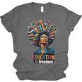 Education Is Freedom History Month Teacher Books Afro For Men Women Unisex Jersey T-Shirt