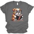 English Bulldog Reading a Book Dog For Men Women Girls Kids Unisex Jersey T-Shirt