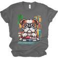 English Bulldog Reading a Book Dog Unisex Jersey T-Shirt English Bulldog Reading a Book Dog Unisex Jersey T-Shirt