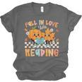 Fall In Love With Reading Thanksgiving Pumpkin Book Lover Unisex Jersey T-Shirt Fall In Love With Reading Thanksgiving Pumpkin Book Lover Unisex Jersey T-Shirt