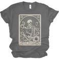 Floral The Reader Tarot Card Skeleton Reading Book Unisex Jersey T-Shirt