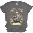 Floral Tarot Card The Reader Skeleton Reading Book Unisex Jersey T-Shirt Floral Tarot Card The Reader Skeleton Reading Book Unisex Jersey T-Shirt