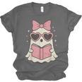 Ghost Reading Book Halloween Cat Lover Unisex Jersey T-Shirt