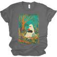 Groovy Ghost Reading Book Cat Halloween Ghost Teacher Unisex Jersey T-Shirt