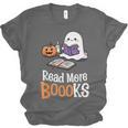 Halloween Teacher Women Cute Reading Ghost Read More Books Unisex Jersey T-Shirt