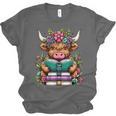 Highland Cow Book Floral Bookworm Unisex Jersey T-Shirt