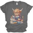 Highland Cow Reading Book Librarian Library Unisex Jersey T-Shirt