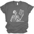 Hilarious Skeleton Holding a Book And Laughing Gothic Unisex Jersey T-Shirt Hilarious Skeleton Holding a Book And Laughing Gothic Unisex Jersey T-Shirt