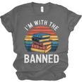 I'm With The Banned Stack Of Books Vintage Sunset Retro Unisex Jersey T-Shirt