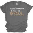 Jolabokaflod Because Books And Hot Chocolate Unisex Jersey T-Shirt Jolabokaflod Because Books And Hot Chocolate Unisex Jersey T-Shirt