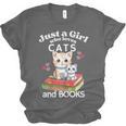 Just A Girl That Loves Cats And Books Cute Cat & Bookwork Unisex Jersey T-Shirt