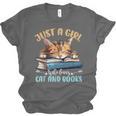 Just a Girl Who Loves Cats And Books Kitties Pet Art Lover Unisex Jersey T-Shirt