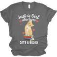 Just a Girl Who Loves Cats And Books Reading Cat & Bookworm Unisex Jersey T-Shirt