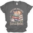 Just A Girl Who Loves Cats And Books Reading Librarian Unisex Jersey T-Shirt Just A Girl Who Loves Cats And Books Reading Librarian Unisex Jersey T-Shirt