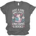 Just a Girl Who Loves Unicorns And Books Unisex Jersey T-Shirt