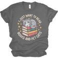 I Just Want To Read Books And Pet Cats Cat And Book Unisex Jersey T-Shirt