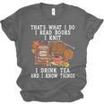 Knitting Reading Books Drinking Tea Knitter Knit Unisex Jersey T-Shirt