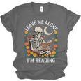 Leave Me Alone Skeleton Reading Book Floral Moon Librarian Unisex Jersey T-Shirt Leave Me Alone Skeleton Reading Book Floral Moon Librarian Unisex Jersey T-Shirt