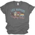 Life Happens Reading Helps Loves To Read Books Cats Unisex Jersey T-Shirt
