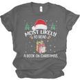 Most Likely To Read A Book On Christmas Love Reading Books Unisex Jersey T-Shirt