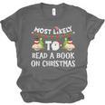 Most Likely To Read A Book On Christmas Snowman Family Unisex Jersey T-Shirt