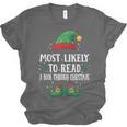 Most Likely To Read A Book Matching Christmas Elf Unisex Jersey T-Shirt Most Likely To Read A Book Matching Christmas Elf Unisex Jersey T-Shirt