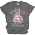 Not Friendly Do Not Approach Women & Girls Unicorn Cute Introvert & Humor Lovers For Women V-Neck Classic Fit Modern Short Sleeve Unisex Jersey T-Shirt