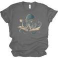 Octopus Reading Book Coffee Book Lover Bookworm Nerd Unisex Jersey T-Shirt